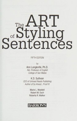 An image of the cover of the book "Art of Styling Sentences"
