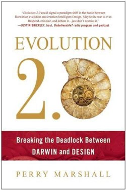 An image of the cover of the book "Evolution 2.0: Breaking the Deadlock Between Darwin and Design"