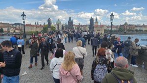 Looking over the Charles Bridge from the Old Town side.